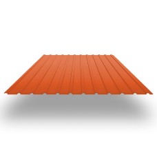 Профнастил стальной арочный односторонний волна с полиэстеровым покрытием гладкий чистый оранжевый фото